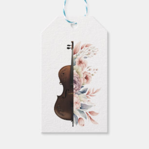 Violin with flowers. gift tags