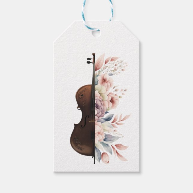 Violin with flowers. gift tags (Front)
