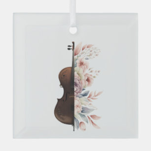 Violin with flowers. glass tree decoration