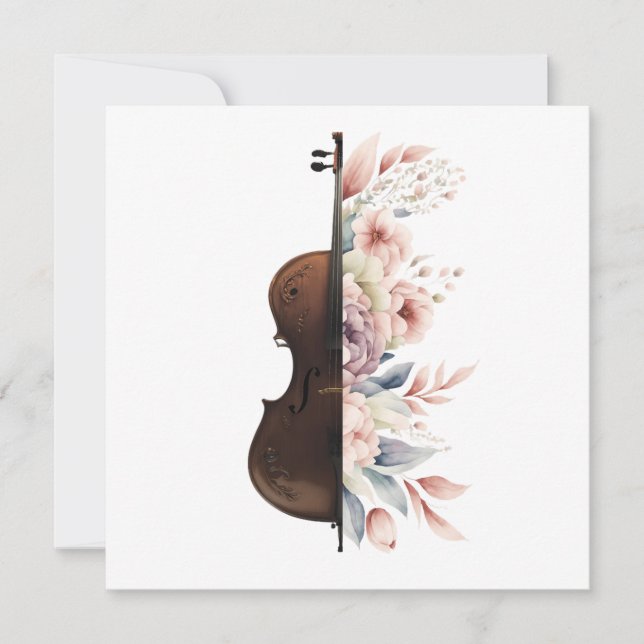 Violin with flowers. holiday card (Front)