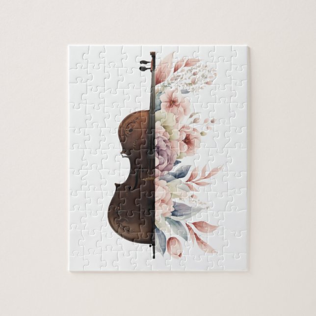 Violin with flowers. jigsaw puzzle (Vertical)
