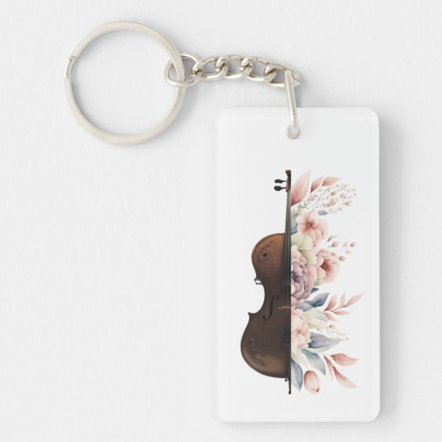 Violin with flowers. key ring (Front)