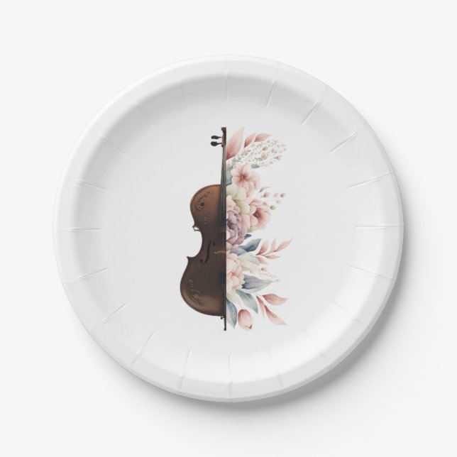 Violin with flowers. paper plate (Front)