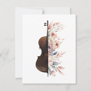 Violin with flowers. thank you card