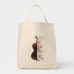 Violin with flowers. tote bag