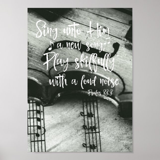 Violin with Psalms Bible Verse Poster (Front)
