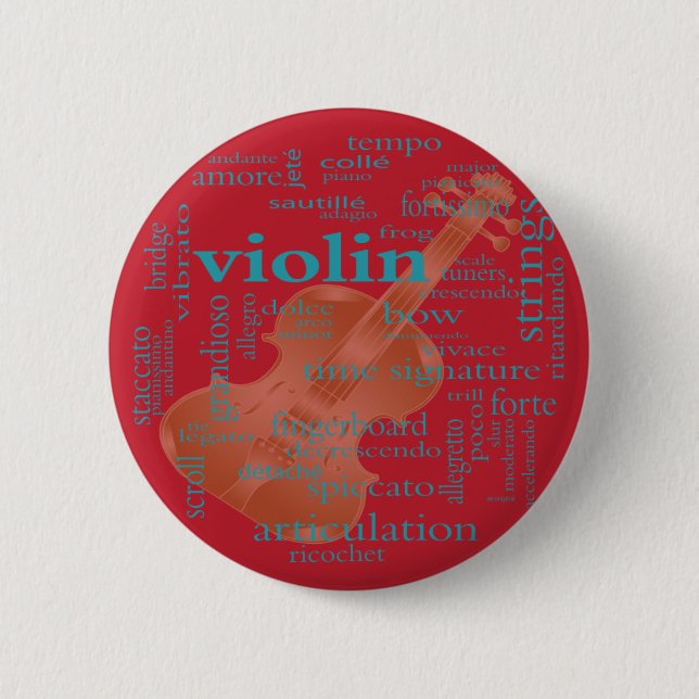 violin word cloud graphic desing by Artinspired 6 Cm Round Badge (Front)