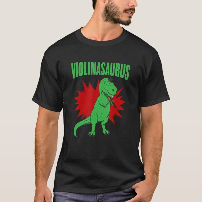 Violinasaurus Violinist Dinosaur Orchestra Viola T T-Shirt (Front)