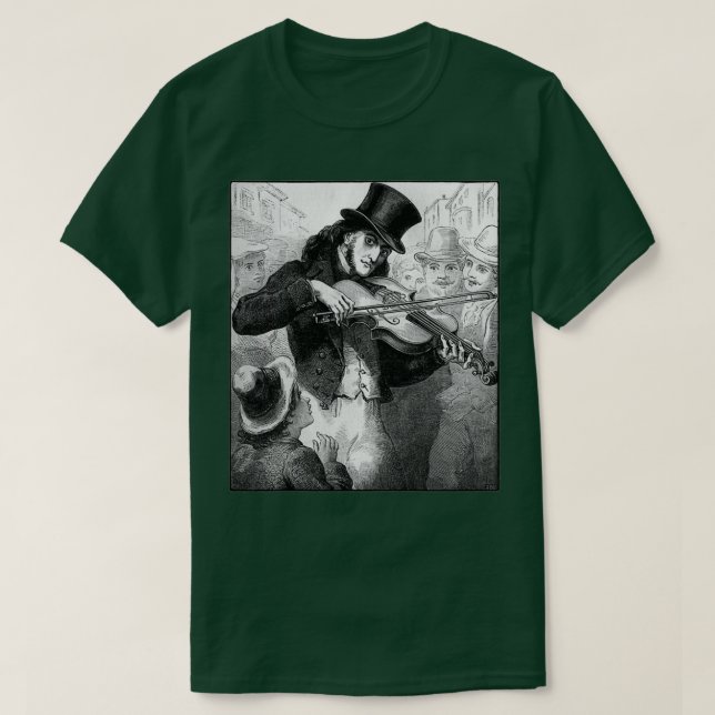 Violinist and Composer Paganini as a Street Musici T-Shirt (Design Front)