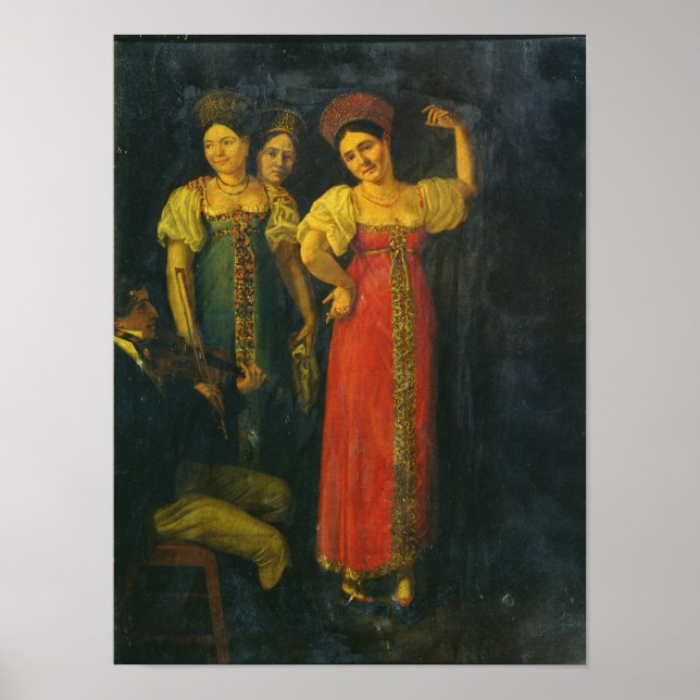 Violinist and three women dancing poster (Front)