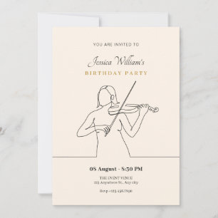 Violinist art birthday invitation