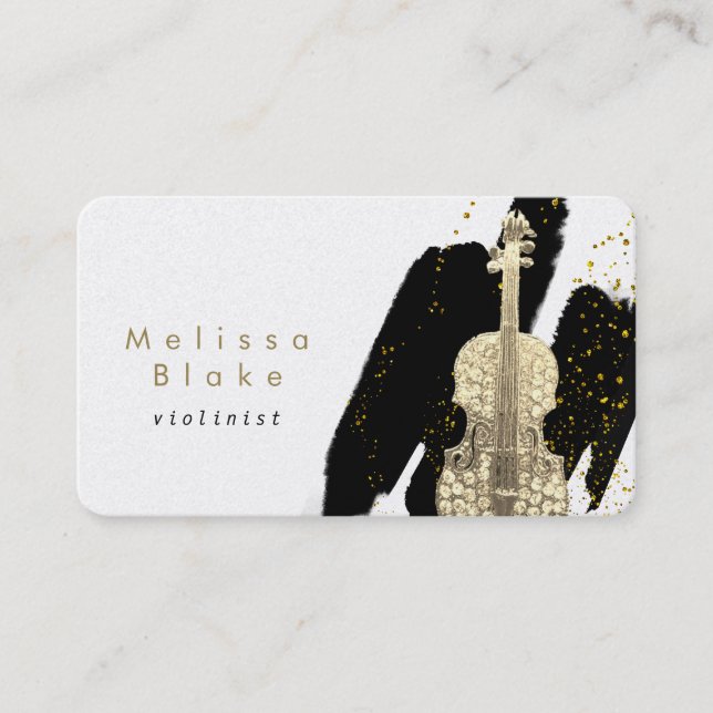 • violinist black brush strokes decor business card (Front)