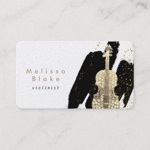 violinist black brush strokes decor business card