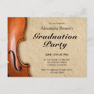 Violinist Classical Musician Graduation Invitation Postcard