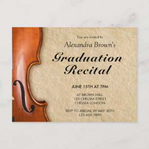 Violinist Classical Musician Graduation Recital Invitation Postcard