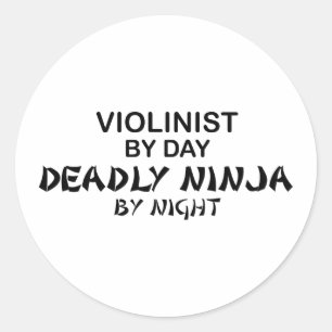 Violinist Deadly Ninja by Night Classic Round Sticker