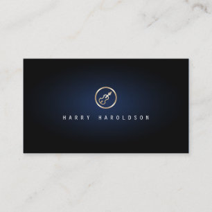 Violinist Elegant Gold Violin Icon Blue Glow Business Card