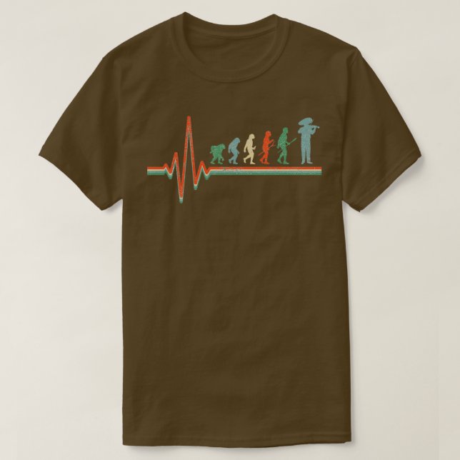 Violinist evolution Violin heartbeat T-Shirt (Design Front)