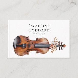 Violinist Floral Violin Music Teacher Musician Business Card