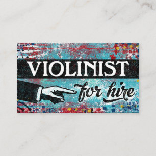 Violinist For Hire Business Cards - Blue Red