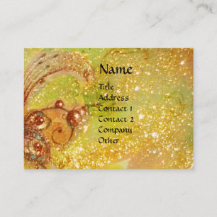 VIOLINIST GIRL VIOLIN AND CAT/MAGIC GOLD BUTTERFLY BUSINESS CARD