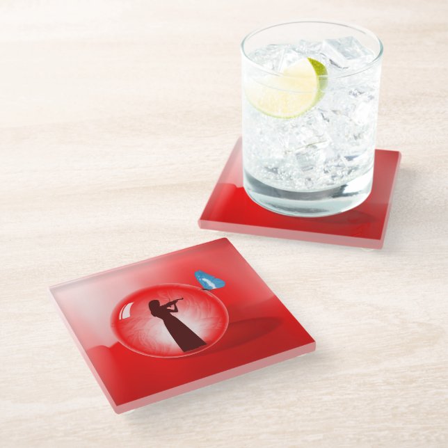 Violinist in Sphere Glass Coaster (Angled)