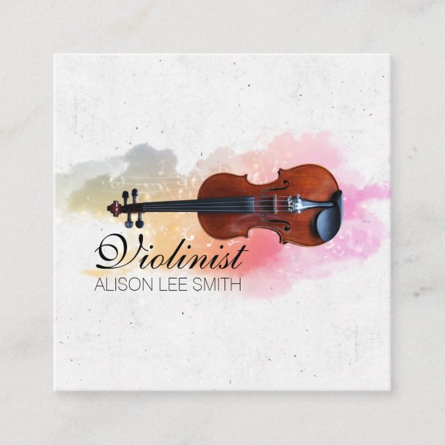 Violinist Musician violin teacher Square Business Card (Front)