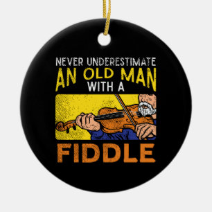 Violinist Old Man Ceramic Tree Decoration
