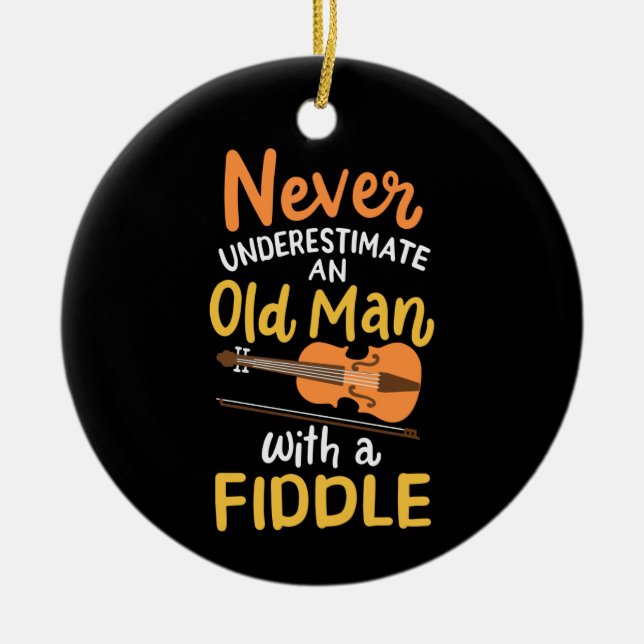 Violinist - Old Man with a Fiddle Ceramic Tree Decoration (Front)