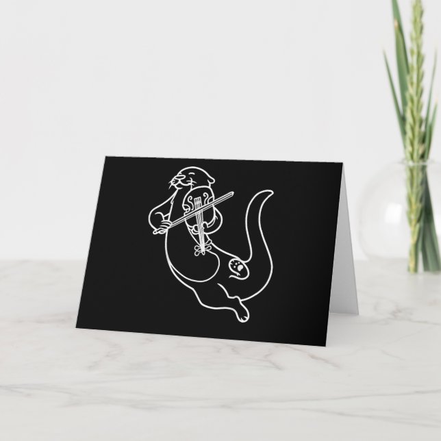 Violinist Otter Gift Playing Violin Viola Music Card (Front)