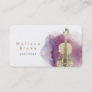 violinist paint watercolor splash design business card