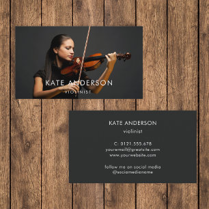 Violinist Photo Professional Musician Minimal  Business Card