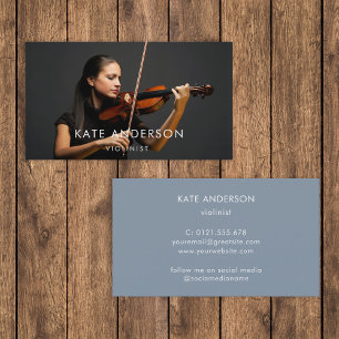 Violinist Photo Professional Musician Minimal Business Card