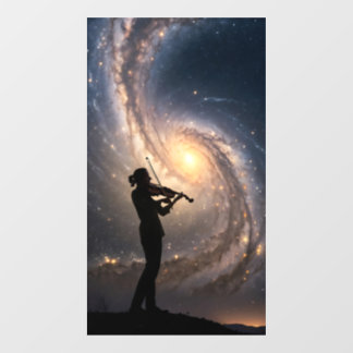 Violinist playing in the galaxy window cling