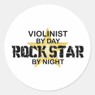Violinist Rock Star by Night Classic Round Sticker