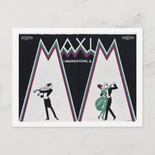 Violinist Serenades Dancing Couple Vintage Postcard