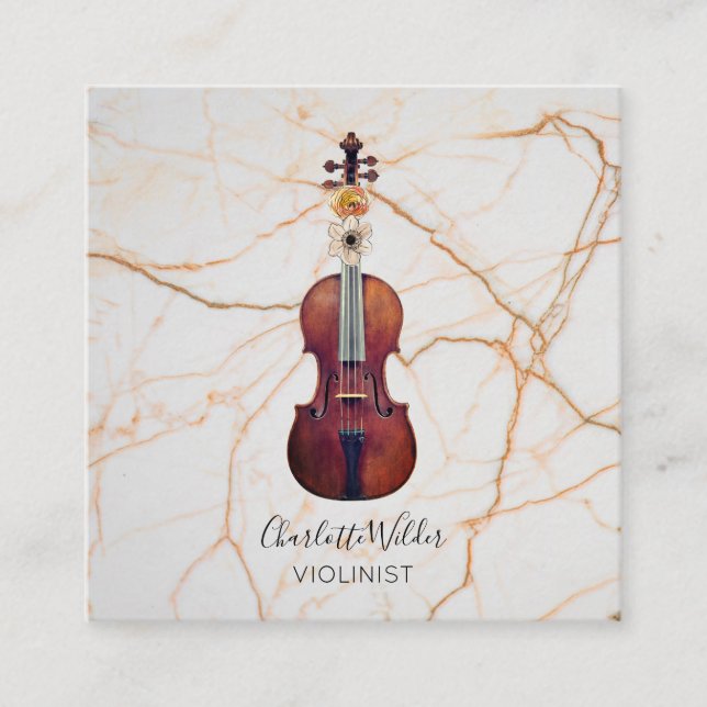 Violinist Square Business Card (Front)