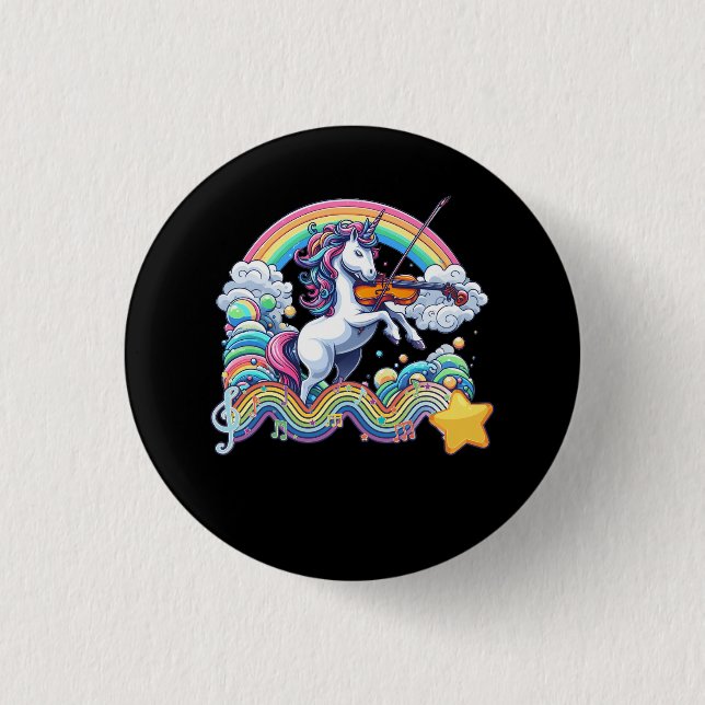 Violinist Unicorn Playing Violin Viola Player Musi 3 Cm Round Badge (Front)