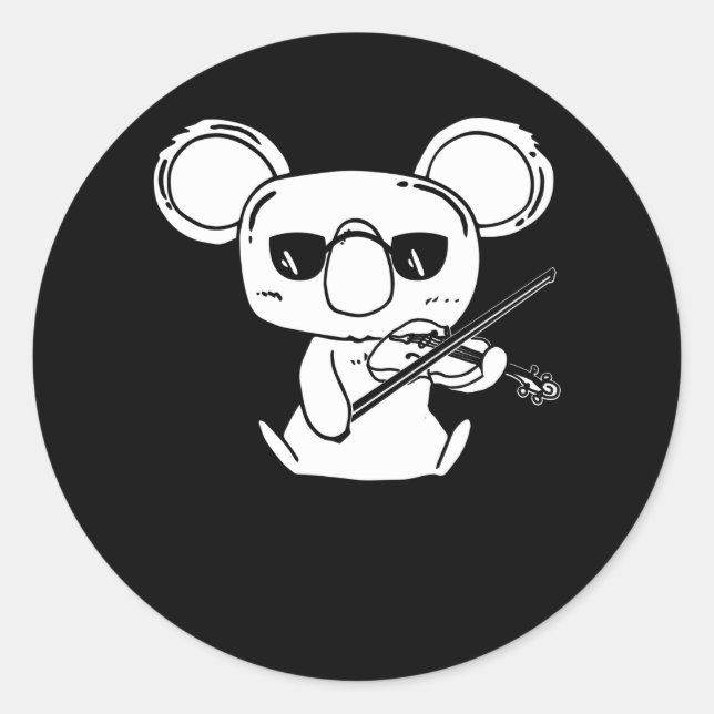 Violinist Violin Koala With Violin Classic Round Sticker (Front)