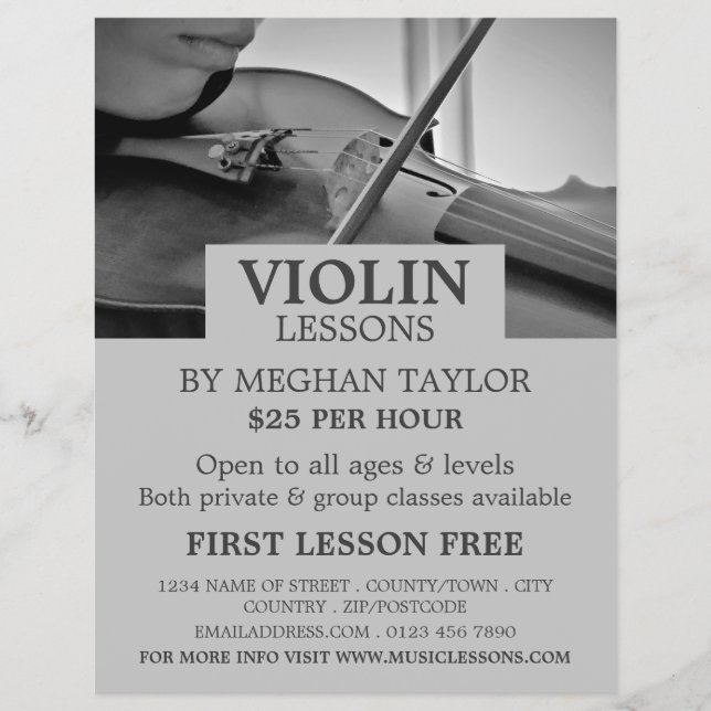 Violinist, Violin Lessons Advertising Flyer (Front)