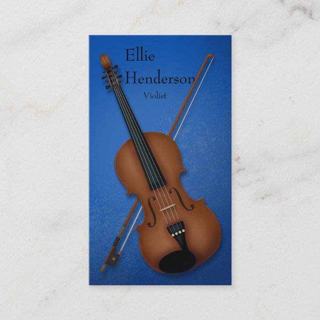 Violinist Violist Elegant Blue Business Card (Front)