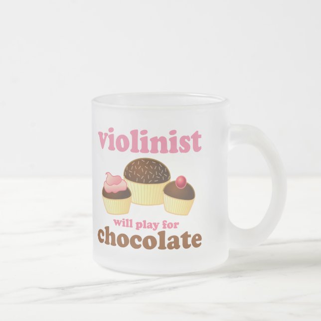 Violinist will Play for Chocolate Frosted Glass Coffee Mug (Right)