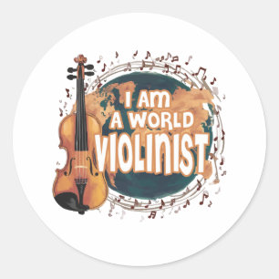 violinist world classic round sticker