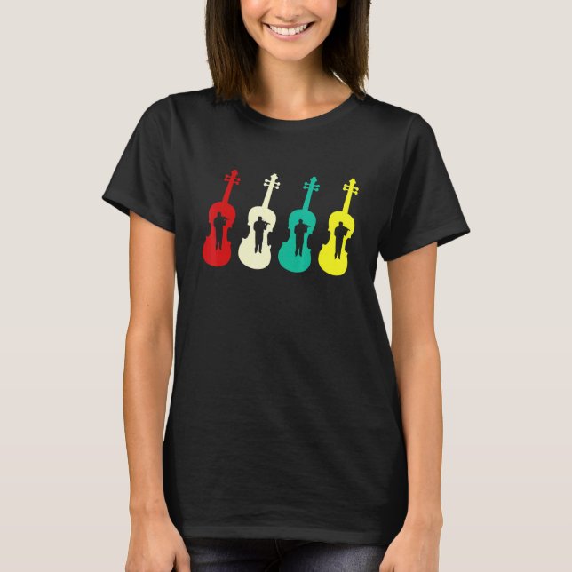 Violinists String Instrument Violin Player Silhoue T-Shirt (Front)