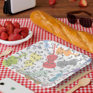 Violins And Musical Notes Paper Plate