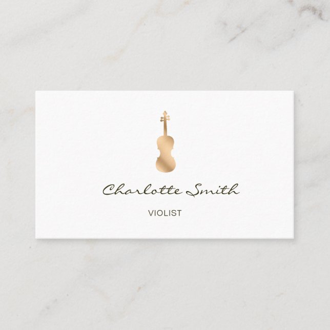 Violist Gold Elegant Musician White Business Card (Front)