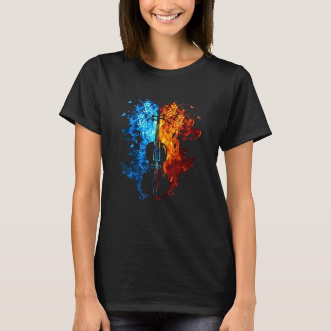 Violred Blue Fire Musical Instrument Fire 1 T-Shirt (Front)