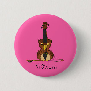 ViOWLin Violin Owl Music Button Pin