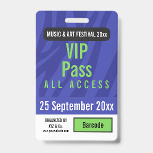 VIP ACCESS ALL ACCESS MUSIC FESTIVAL PASS ID BADGE