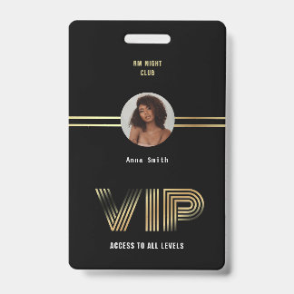 VIP Access Member Gold Foil Photo Nighclub ID Badge